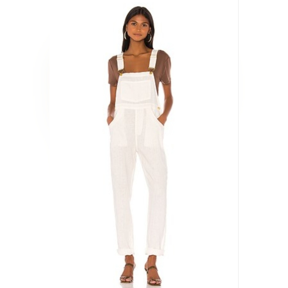 WeWoreWhat White Linen Overalls As Seen On Revolve